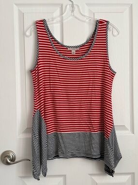 Dress Barn Red, White & Black Striped Sleeveless Tank